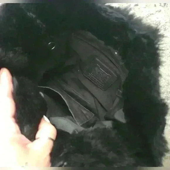 Coach Vintage Y2K Black Quilted Signature Rabbit Fur Trimmed Shoulder Bag - Picture 8 of 13